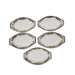 Nippon Salt Dish Set Rose Bud Pattern Bone China Gold Trim Vintage Made in Japan